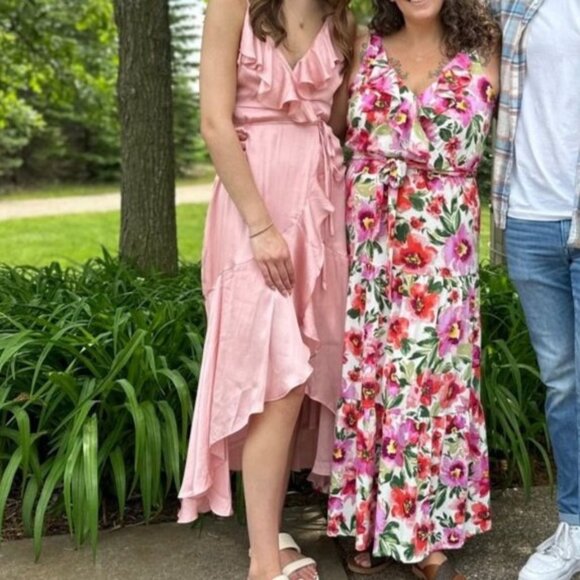 Lulus Glowing Arrival Blush Pink Ruffled Wrap Midi Dress - Picture 13 of 13